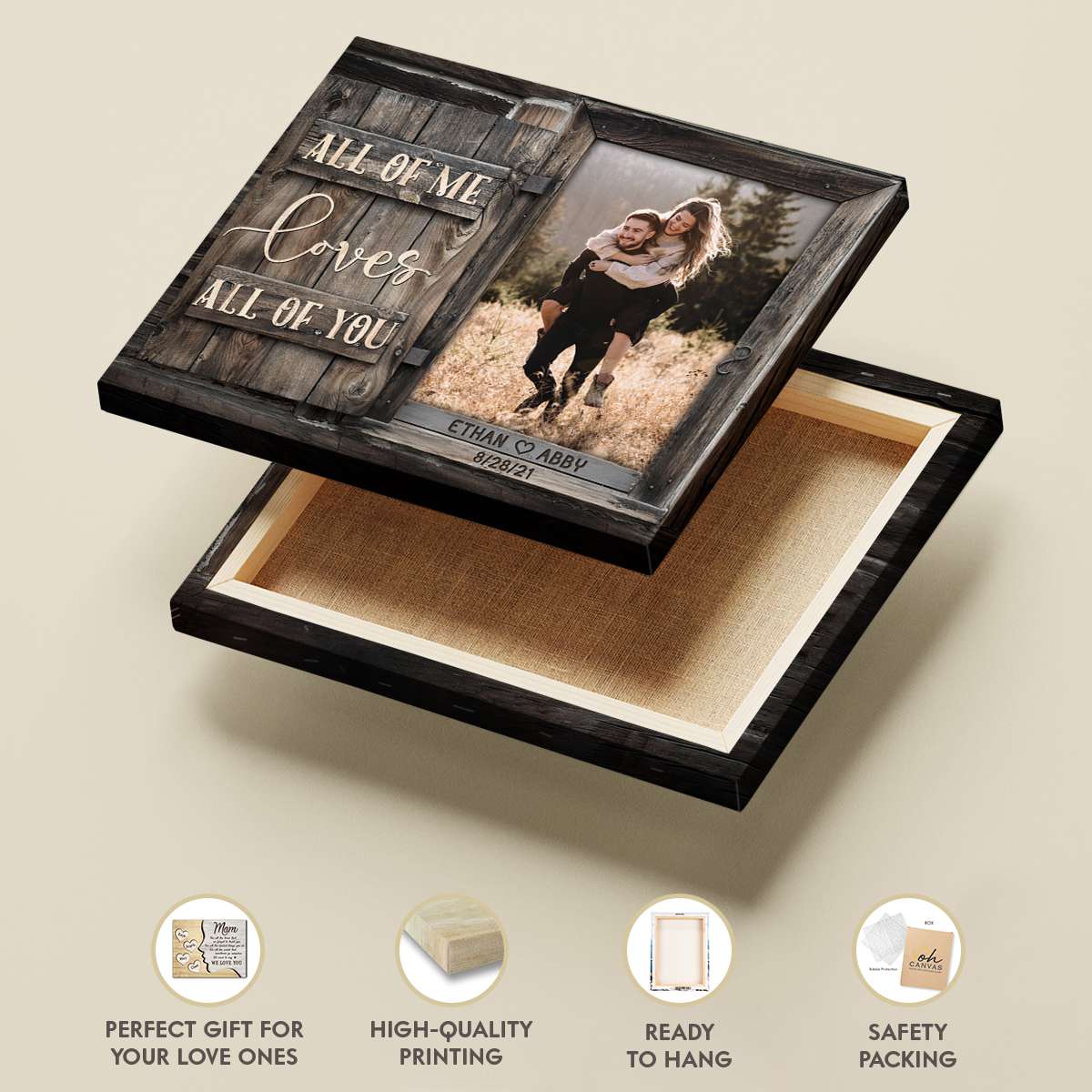 All of Me Canvas Print Personalized Wedding Gift for Couples