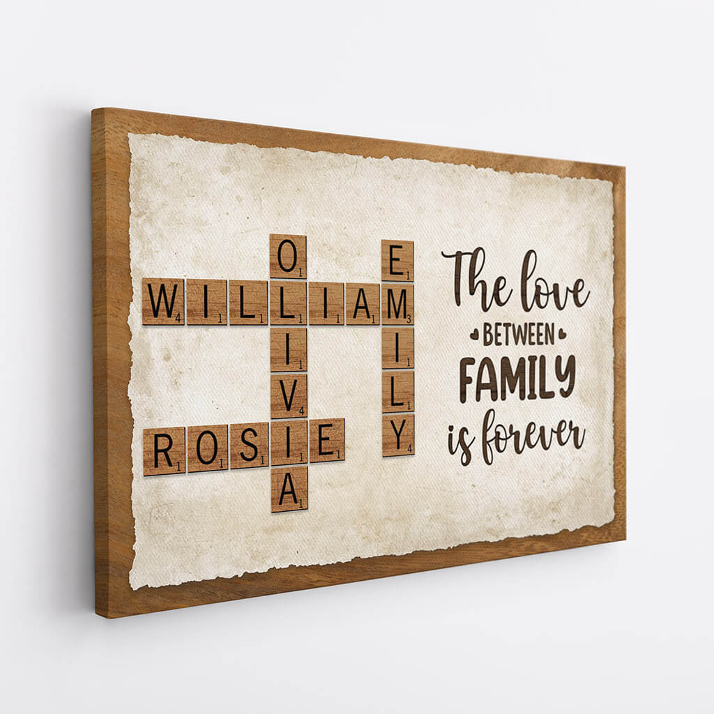 Personalised 'Together We Make A Family' Crossword Canvas, Family Gift, Christmas Gift for Parents & Grandparents