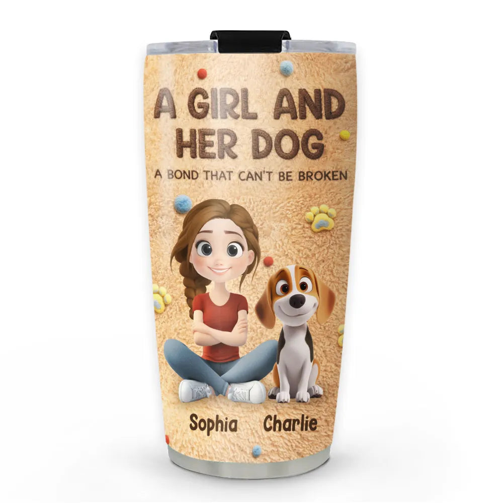 Stuffy Girl And Her Lovely Dogs - Personalized Custom 3D Effect Tumbler