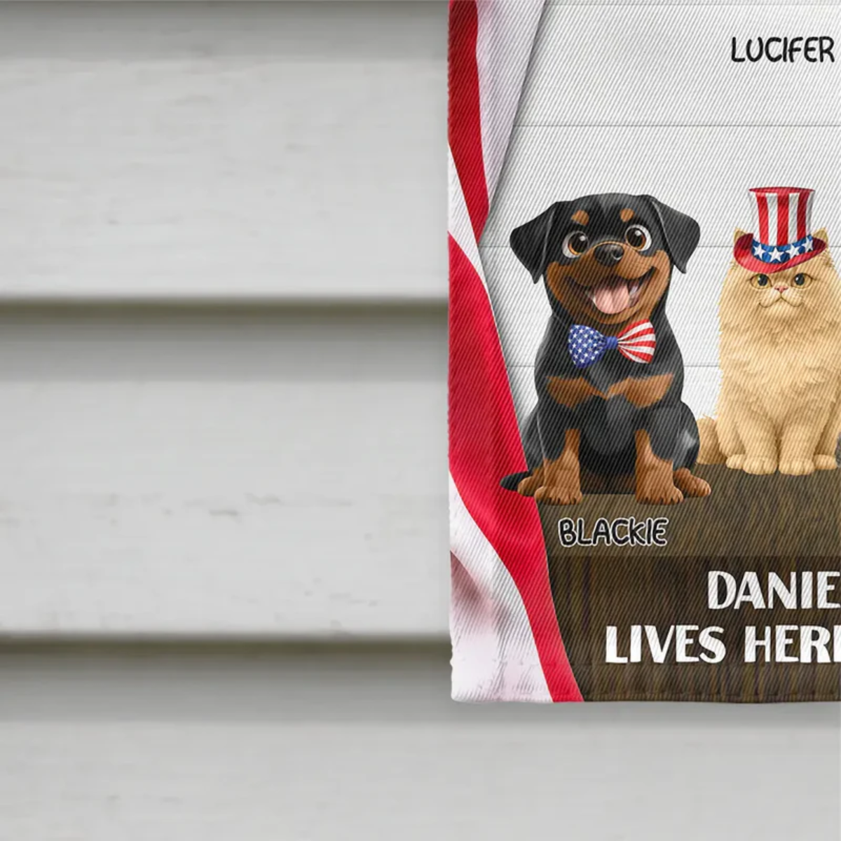3D Effect Dog Cat Welcome To Our House - Personalized Flag