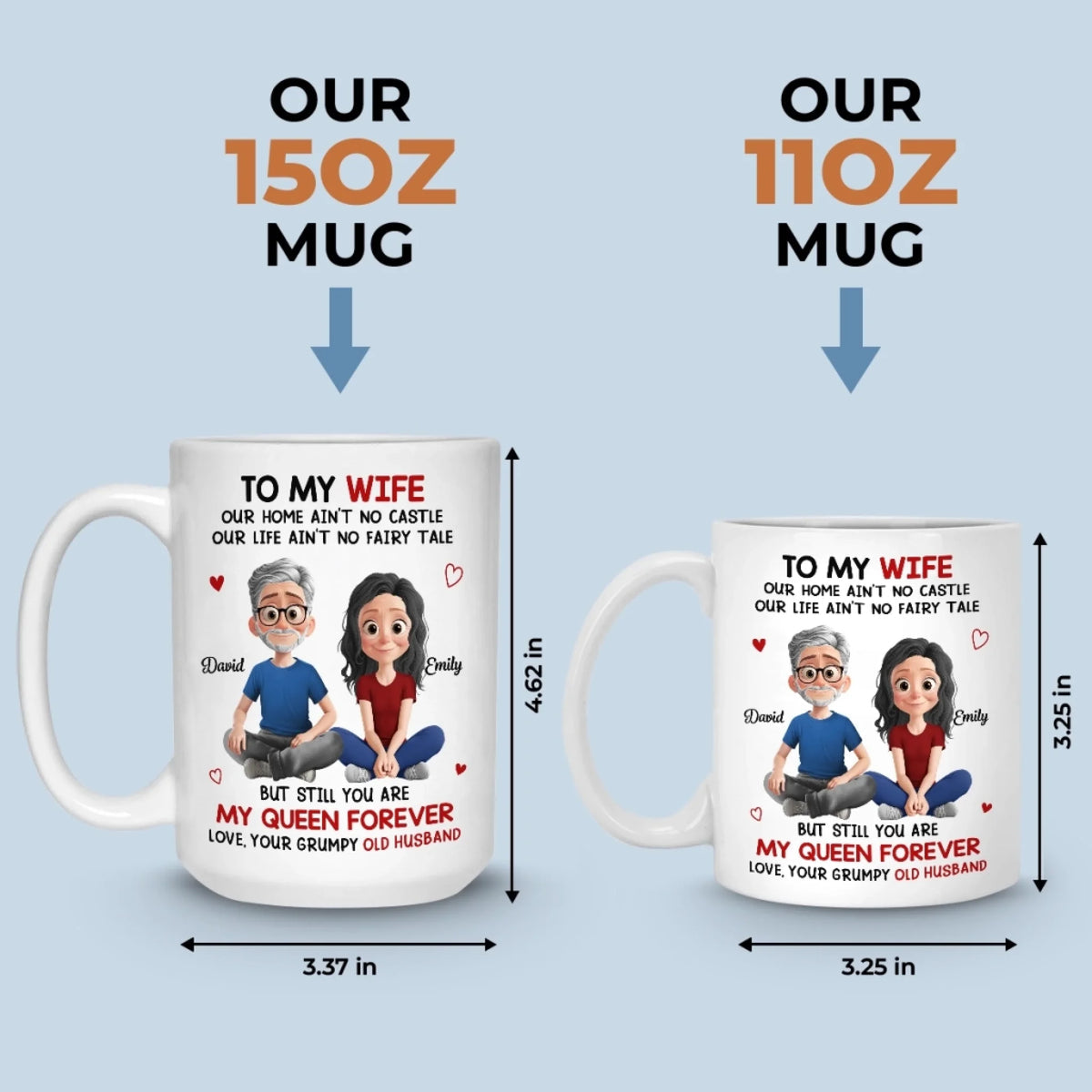 Custom Ceramic Mug - Personalized Anniversary Christmas Wedding Gifts For Husband And Wife, Him And Her - My Forever Starts And Ends With You