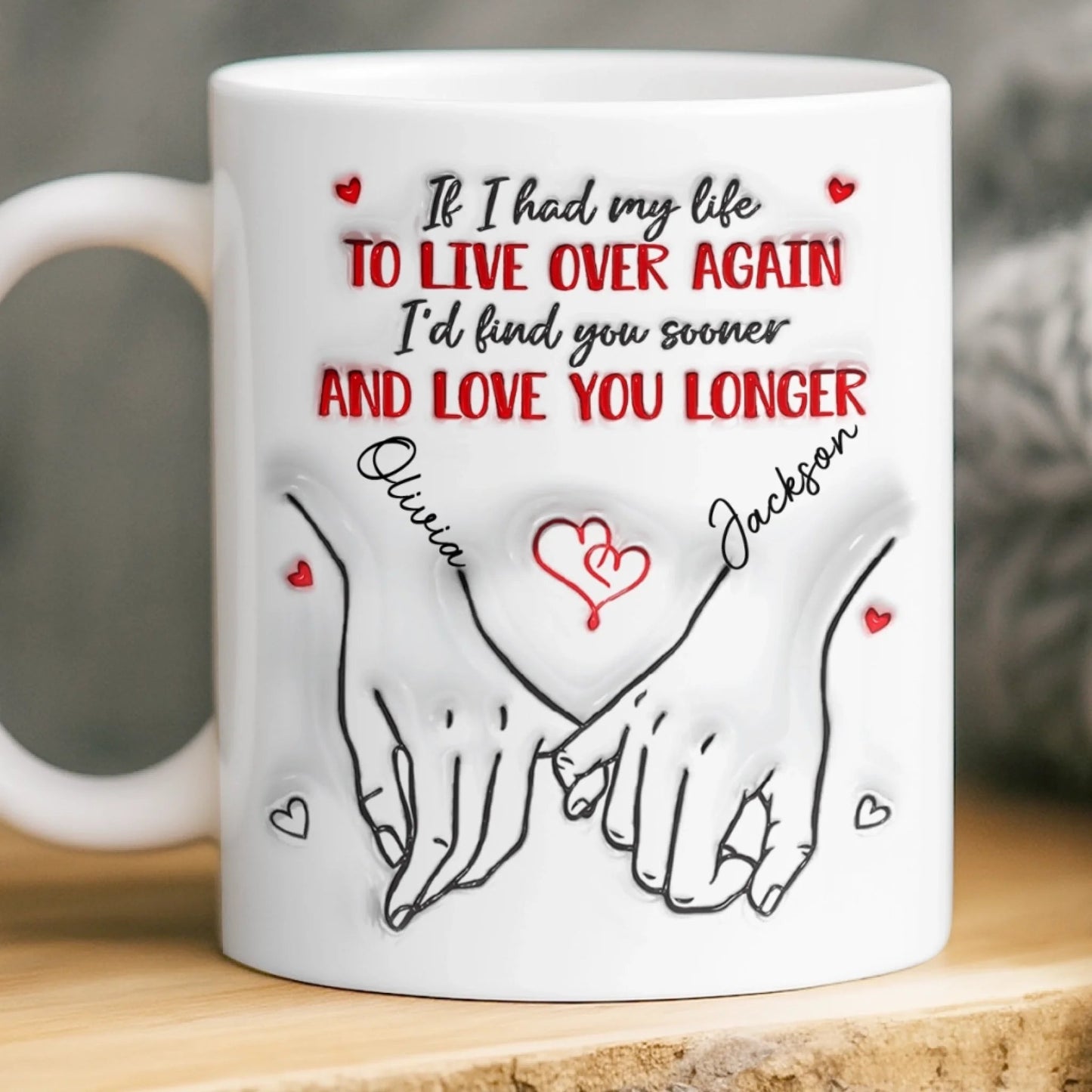 Custom 3D Inflated Effect Printed Ceramic Mug - Personalized Anniversary Wedding Gifts For Husband And Wife, Him And Her - Love Feels Easy With You