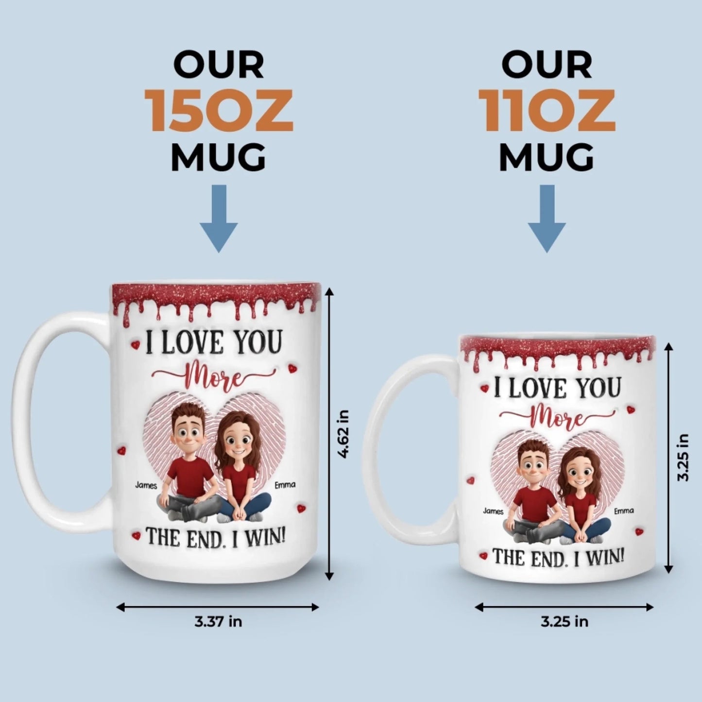 Custom 3D Inflated Effect Printed Ceramic Mug - Personalized Anniversim And Her - Together Is Where Peace Livesary Wedding Gifts For Husband And Wife, H