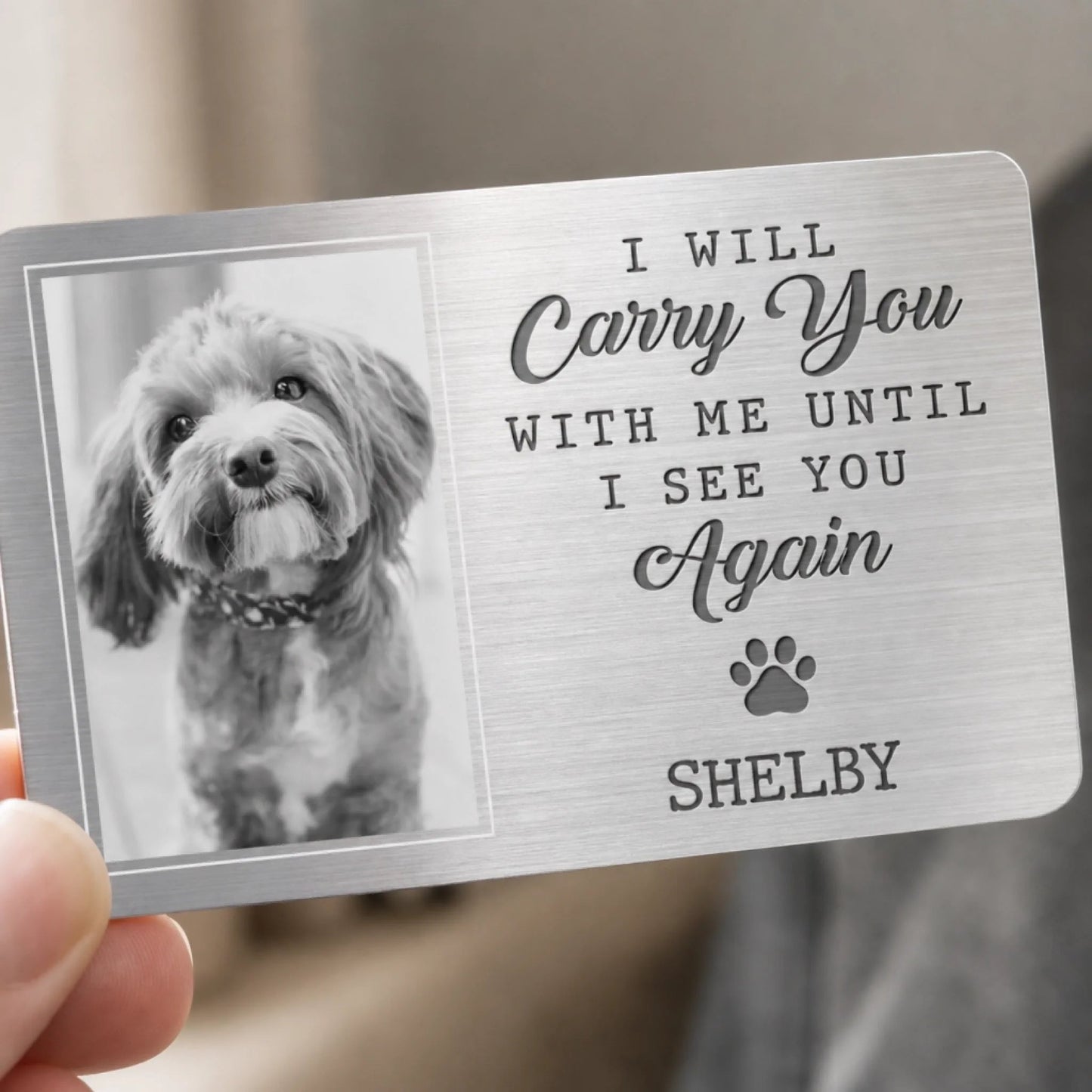 Custom Photo Aluminum Wallet Card - Personalized Pet Memorial Sympathy Gifts For Dogs, Cats - They Lived, They Loved, They Purred