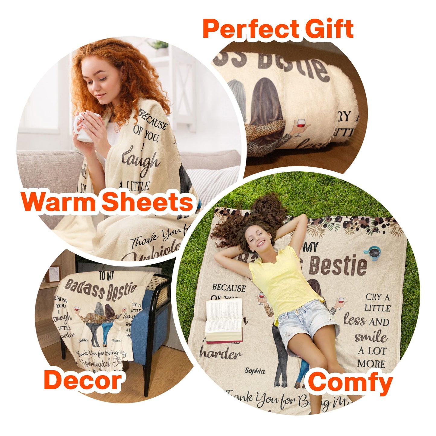 Because Of You, I Laugh A Little Harder - Personalized Blanket - Gift For Friend