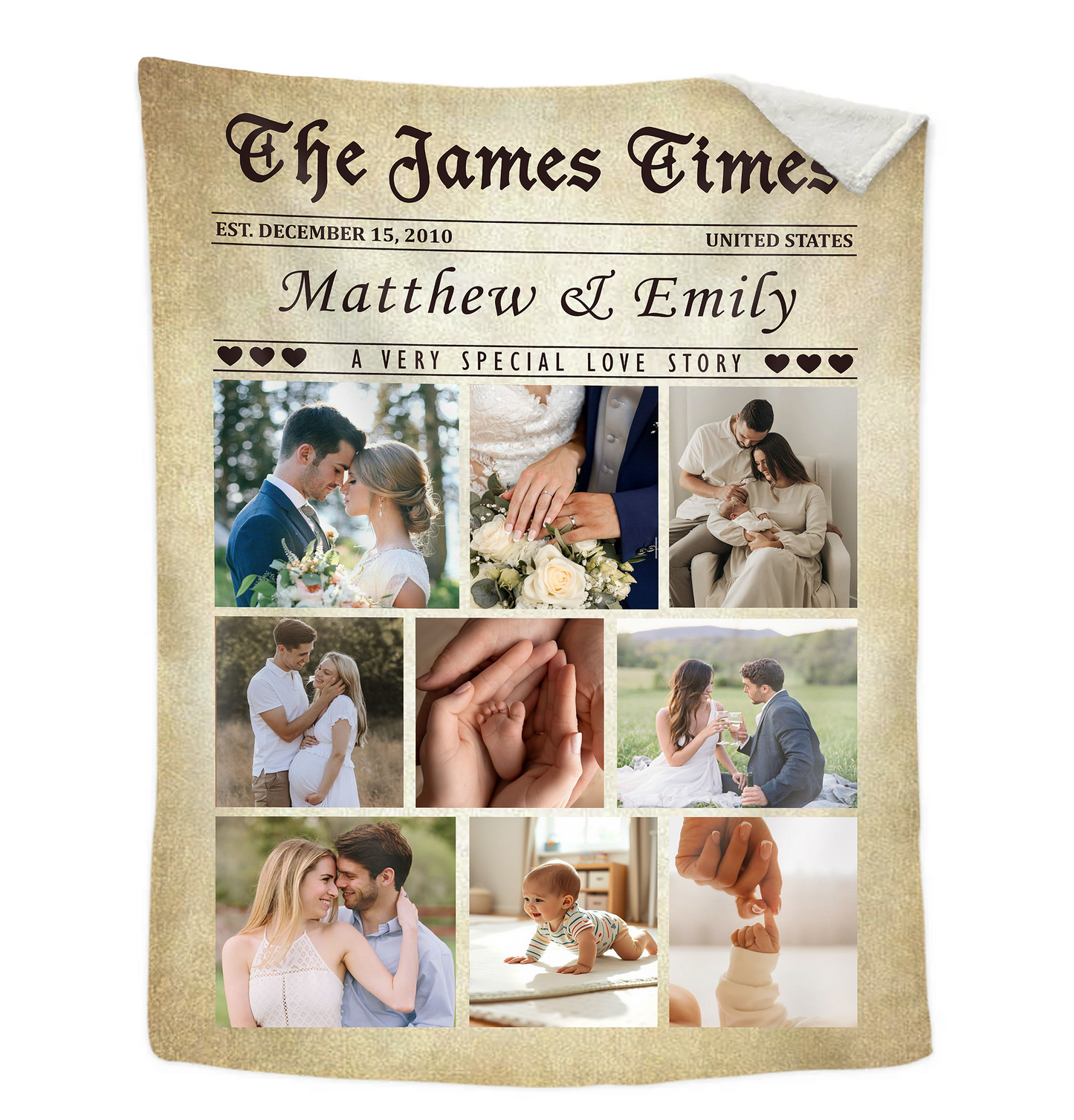 Custom Picture Collage Blanket, Unique Photo Blanket for Couples Engagement, Personalize Wedding Gift, Anniversary Newspaper Blanket for Couples