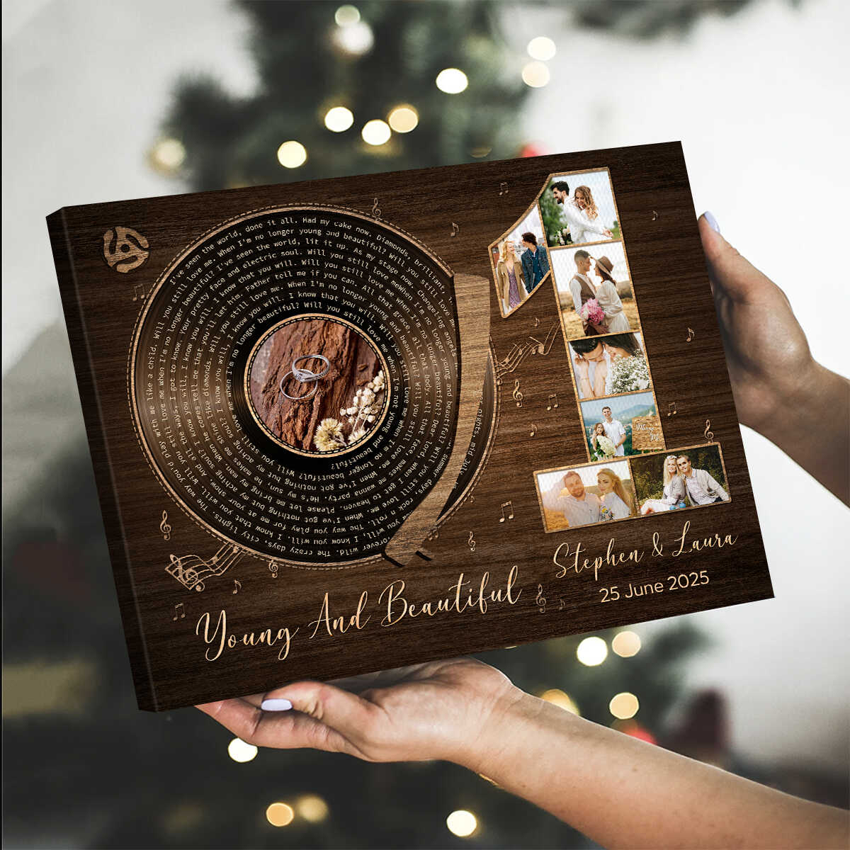 1st Anniversary With Favorite Song Canvas, Personalized Wedding Gift Idea, Wedding Song For Couple, Anniversary Gift