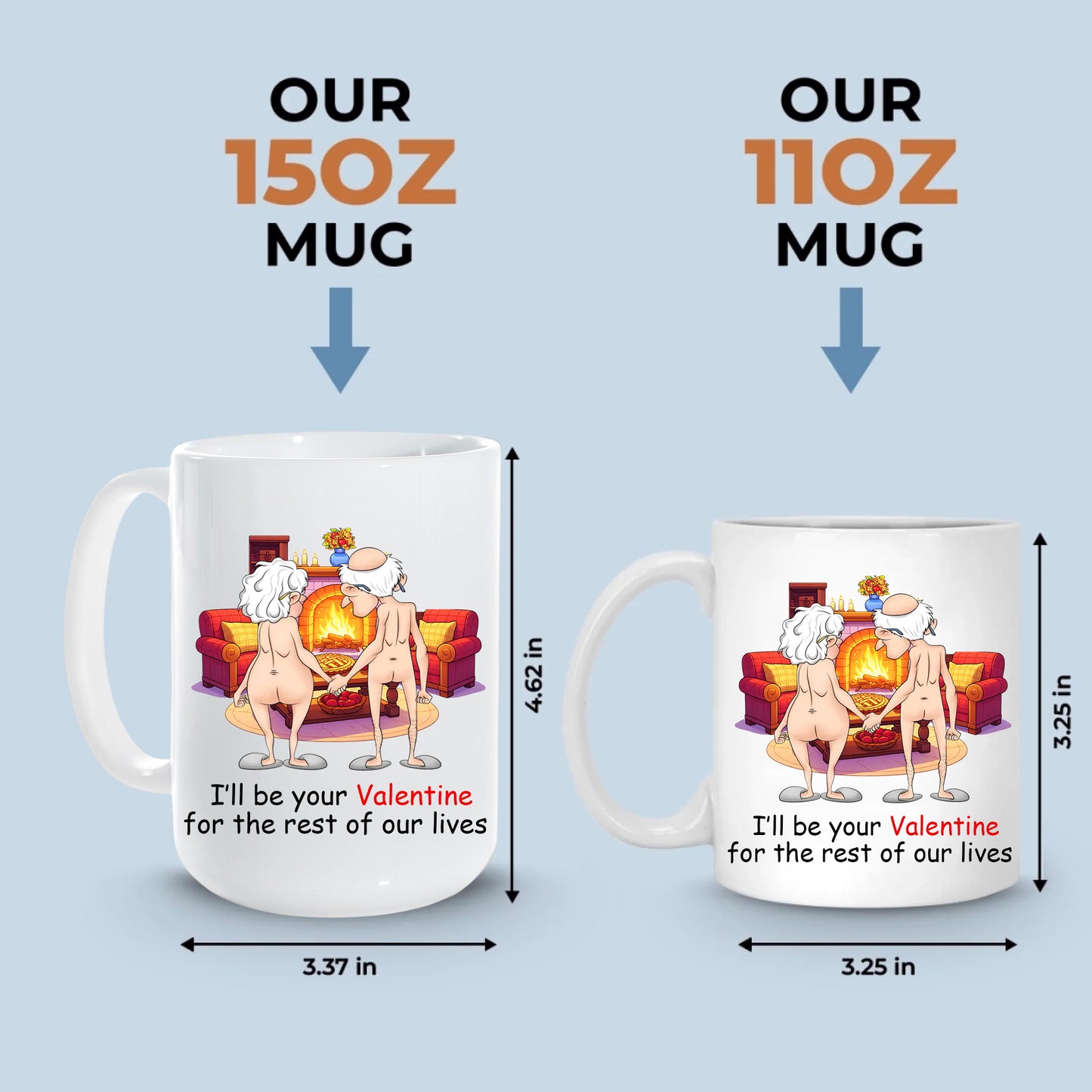 Personalized Funny Old Couple Ceramic Mug - Christmas Gift Idea For Couple - Chest And Nuts Roasting By An Open Fire