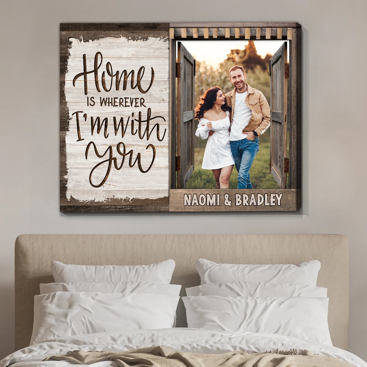 Customized Couple Photo Canvas Print Anniversary Gift Idea For Husband Wife