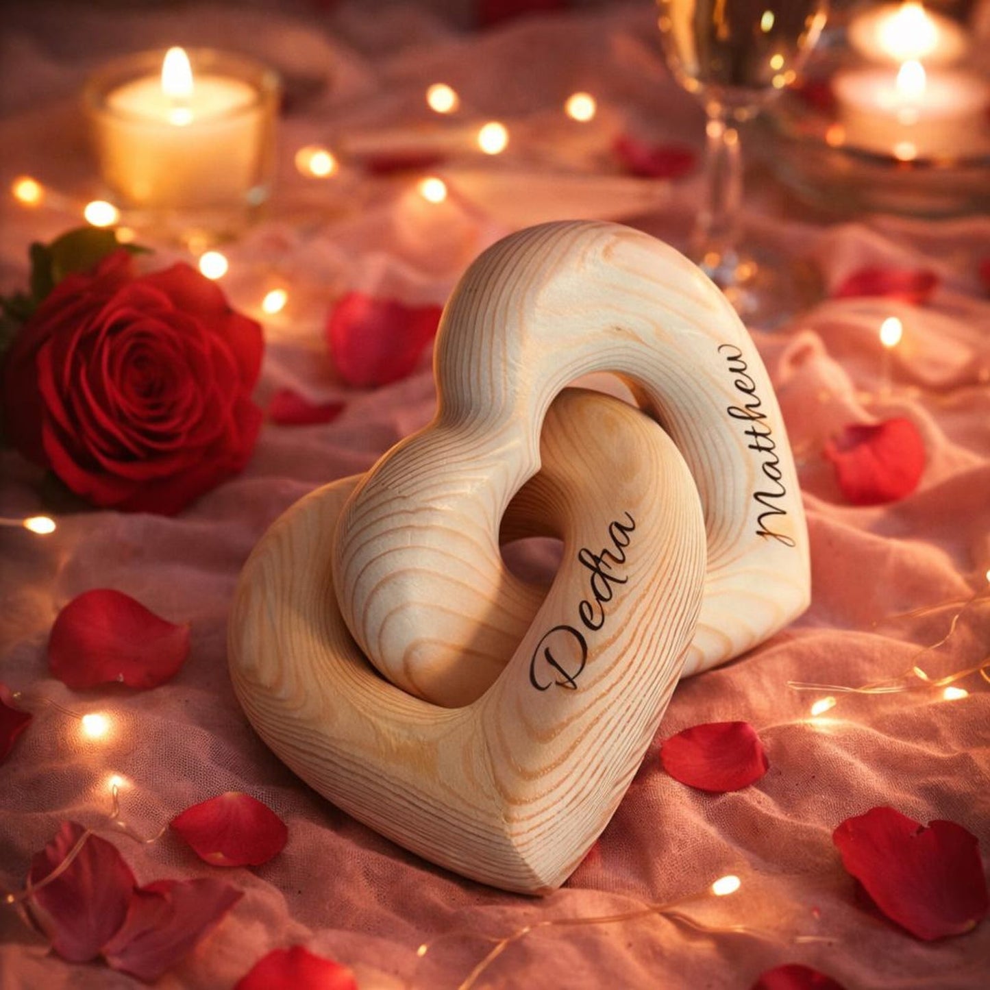 Romantic Couple - Personalized Infinity Heart Sculpture, Gift for Couple, Anniversary Gift
