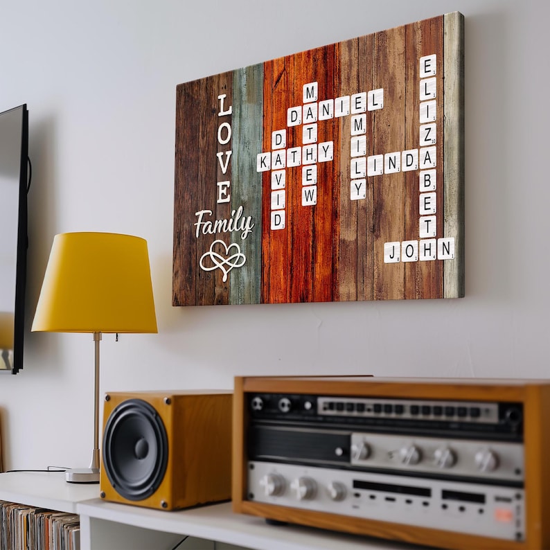 Family Name Crossword Puzzle Art – Personalized Poster/Canvas – Unique Custom Gift for Families & Loved Ones