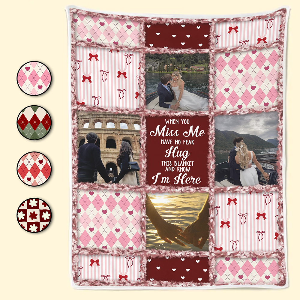 Custom When You Really Miss Me Hug This Blanket - Personalized Fleece Blanket, Sherpa Blanket, Valentine Anniversary Gift for Couple, Boyfriend, Girlfriend