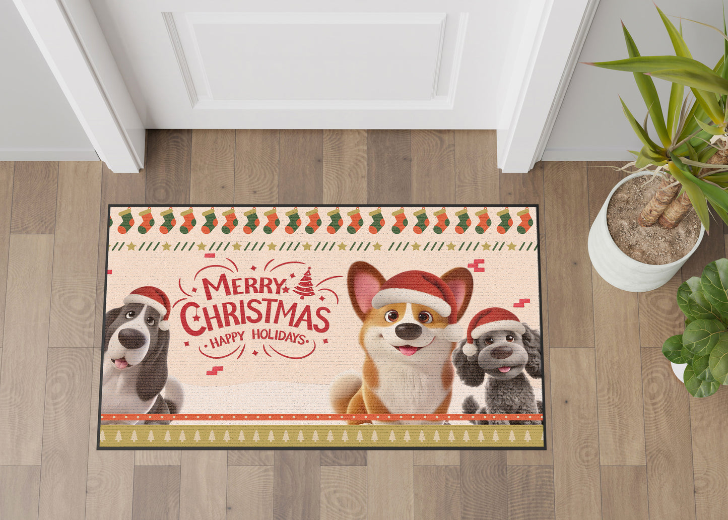 Merry Xmas Dog Lover Doormat, Dog Personalized Home Decor Mat, Xmas Gift For Pet Owners, Pet Lovers Gift Idea