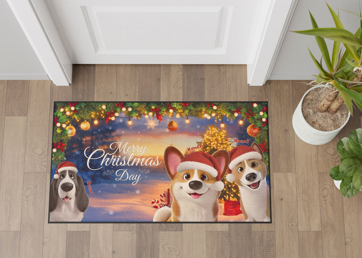 Merry Christmas Dog Lover Doormat, Dog Personalized Home Decor Mat, Xmas Gift For Pet Owners, Pet Lovers Gift Idea