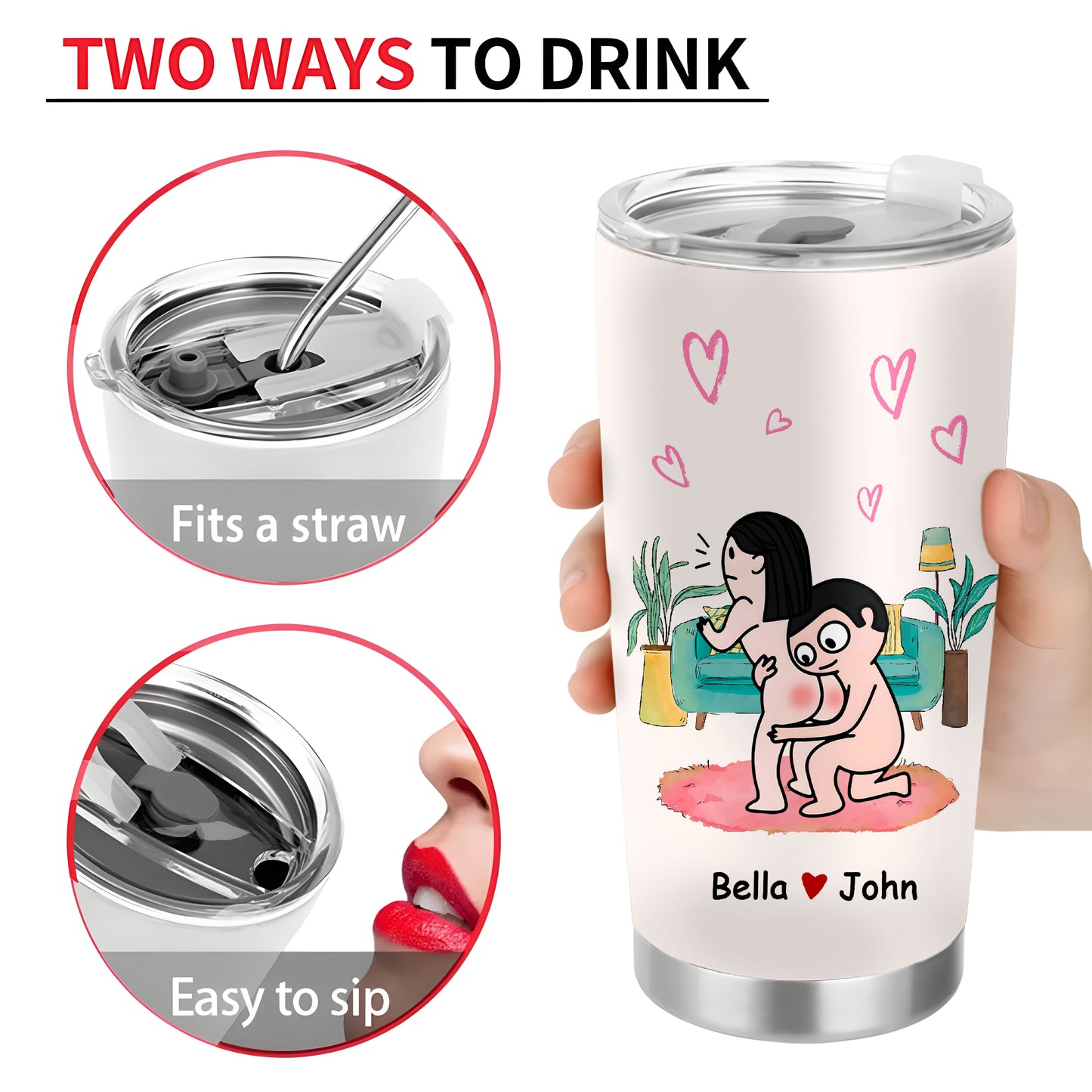 I Adore You 20oz Tumbler Cup With Romantic Couple - Personalized Gifts For Wife, Girlfriend