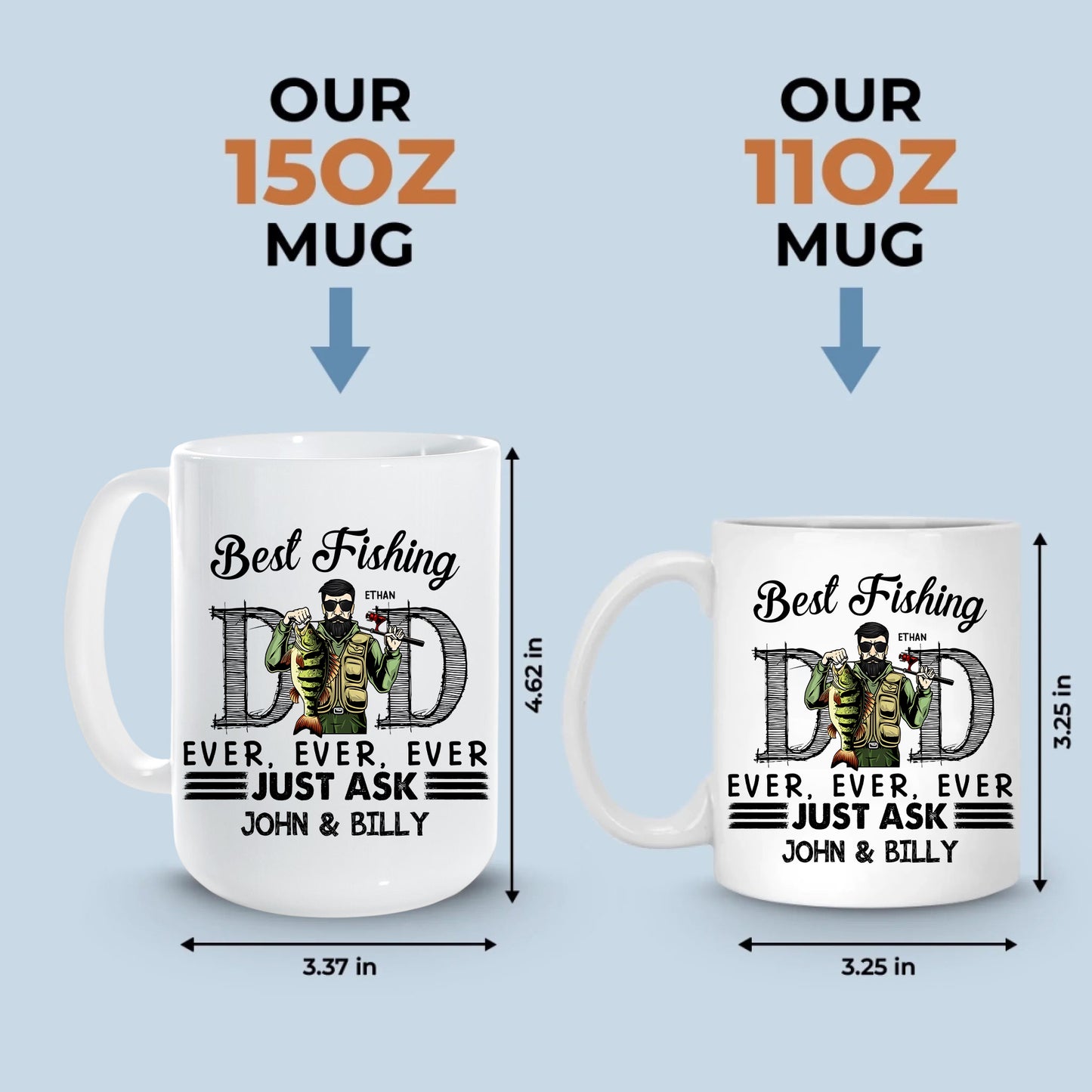 Best Fishing Dad Ever - Gift For Dad - Personalized Ceramic Mug, Gift for Daddy, Father's Day Gift