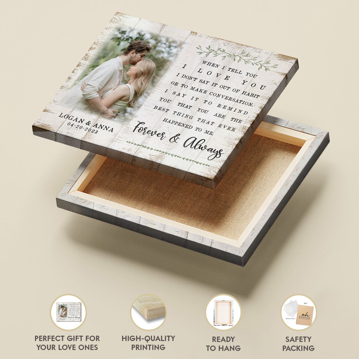 Celebrating The Love Story Custom Canvas Photo Print For Couple