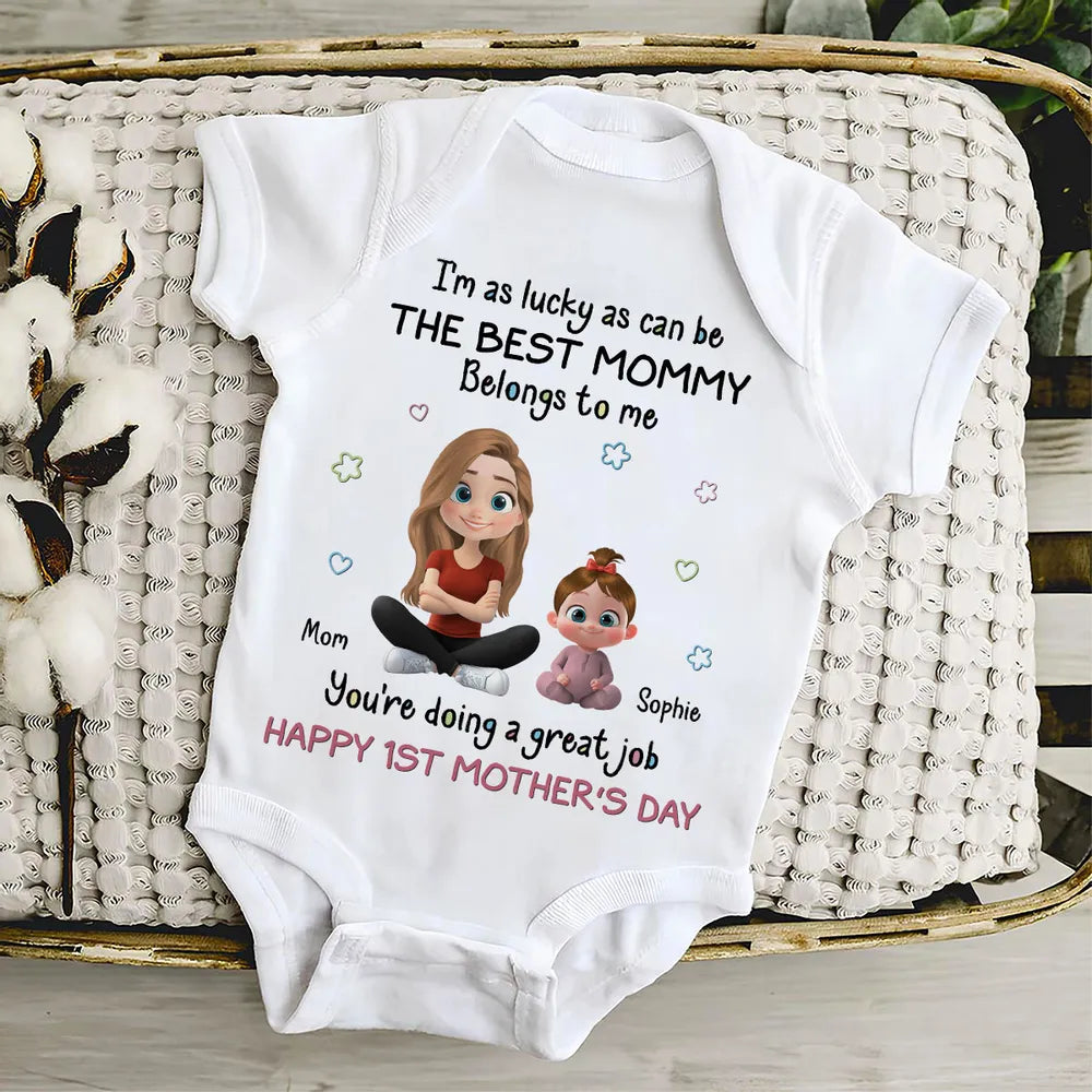 The Best Mommy Belongs To Me - Personalized Custom Baby Onesie, 1st Mother's Day Gift, Gift for Mom