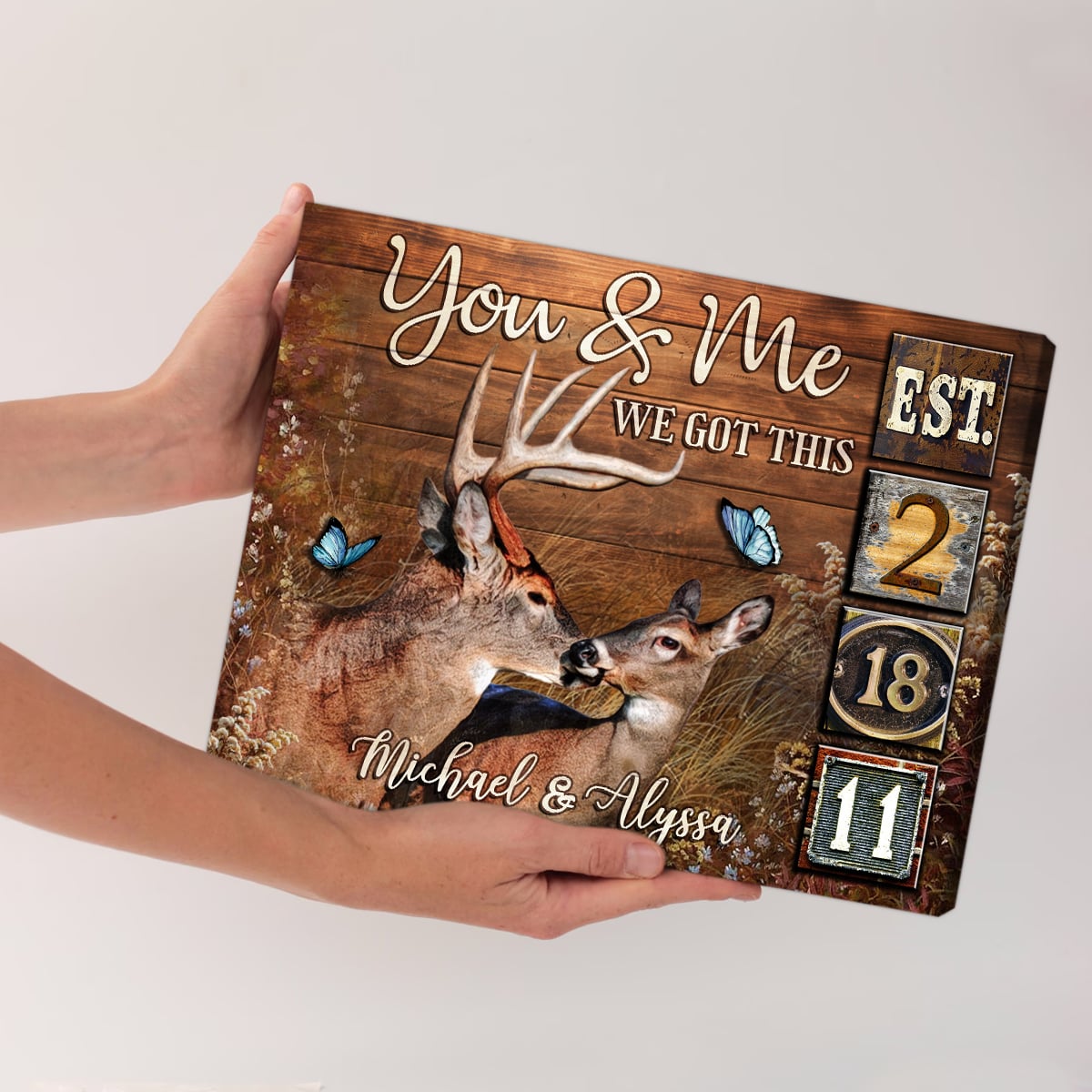 Unique Buck And Doe You And Me Canvas Custom Wedding Date Decor Gift