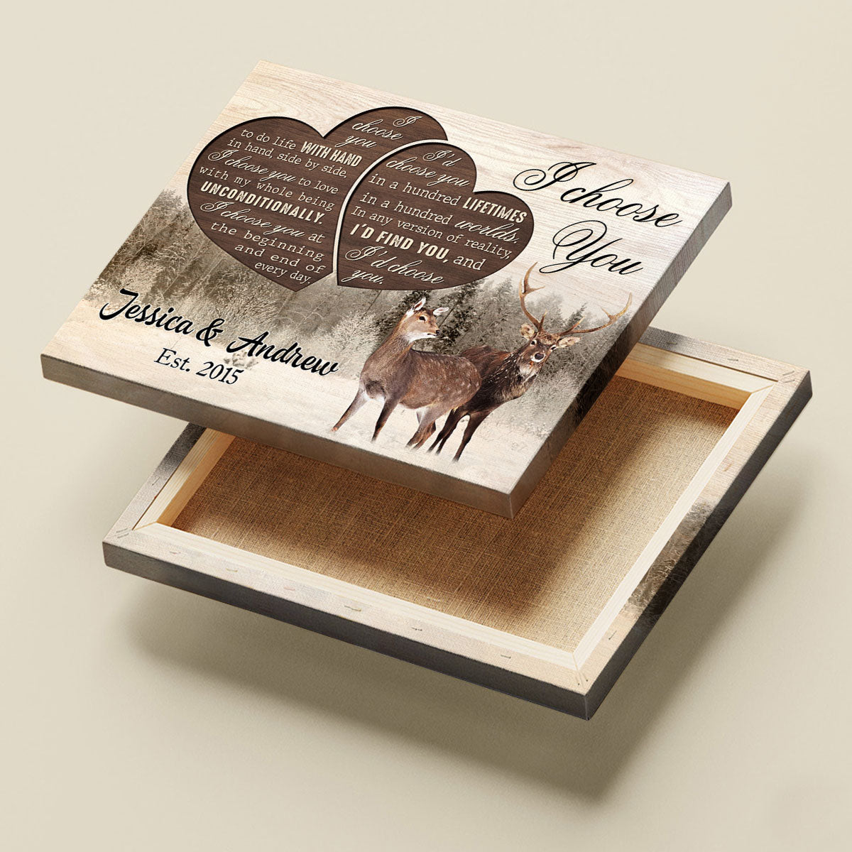 Personalized I Choose You Wedding Anniversary Canvas Wall Art Decor