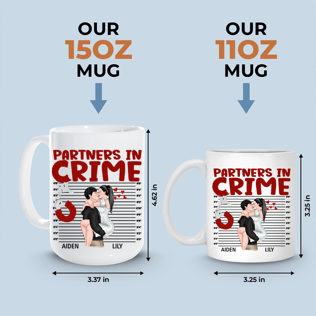 Partners In Crime Leopard Ceramic Mug, Make Love Kissing Couple Personalized Coffee Mug, Gift for Wife & Husband