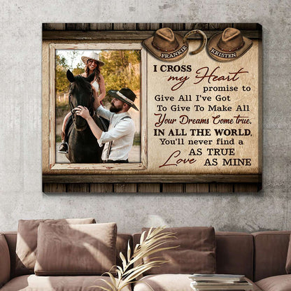 Cowboy Hat Personalized Canvas Gifts For Couple Love Horse Wall Art Decor