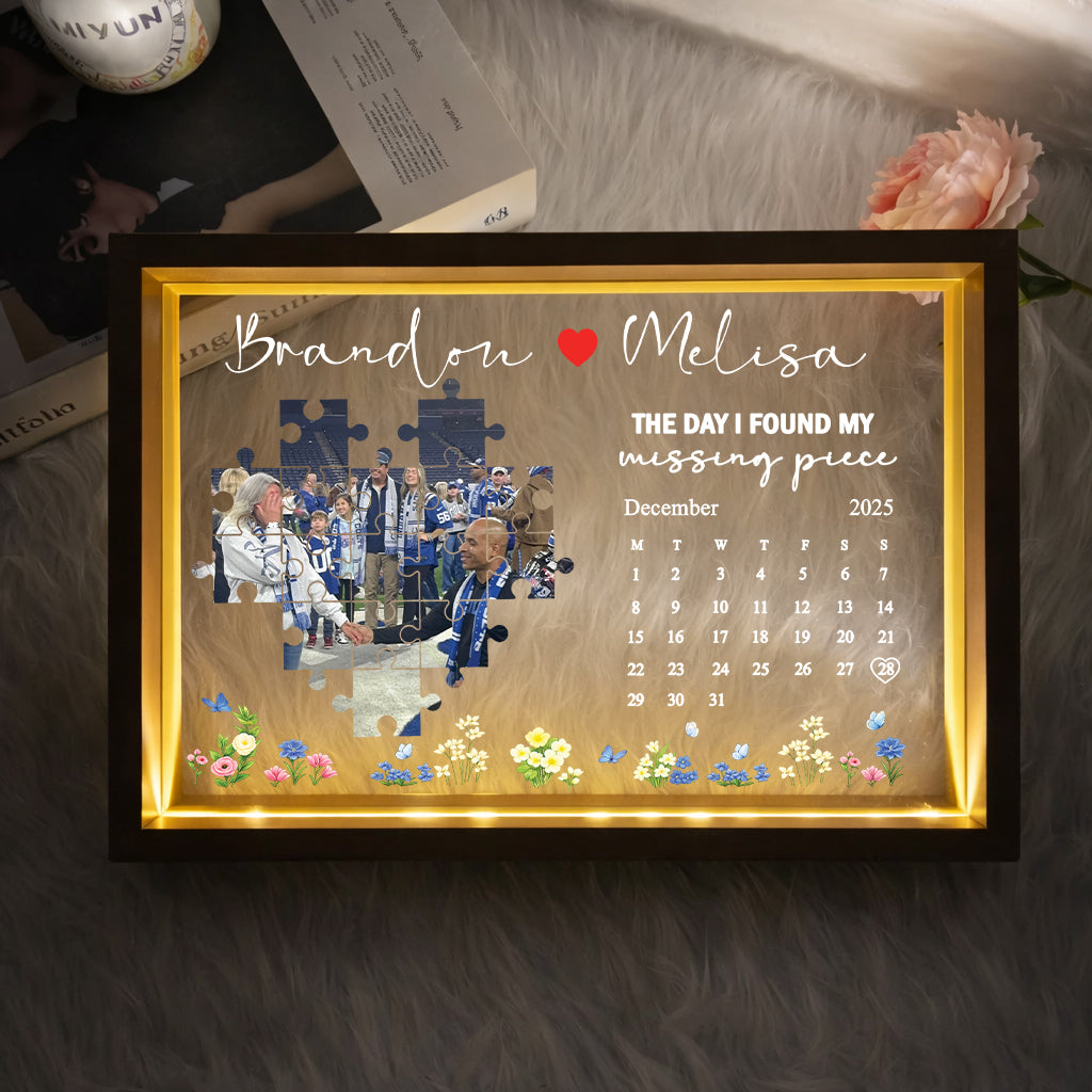Personalized Photo Frame Light Box for Couples – Anniversary Gift with Calendar & Names, Gift for Boyfriend & Girlfriend