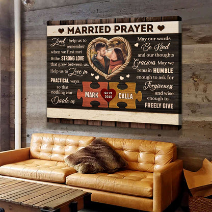 Custom Photo Rustic Married Prayer Canvas – Personalized Gifts For Couple