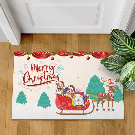 Dog Lover Merry Christmas Doormat, Dog Personalized Home Decor Mat, Xmas Gift For Pet Owners, Pet Lovers Gift Idea