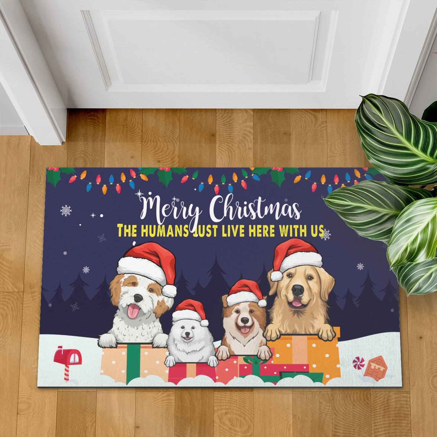 Merry Christmas Dog Mom Home Doormat, Dog Personalized Home Decor Mat, Xmas Gift For Pet Owners, Pet Lovers Gift Idea