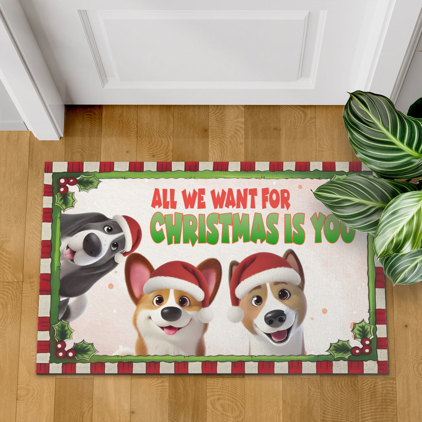 All I Want For Christmas Is You Dog Doormat, Dog Personalized Home Decor Mat, Xmas Gift For Pet Owners, Pet Lovers Gift Idea