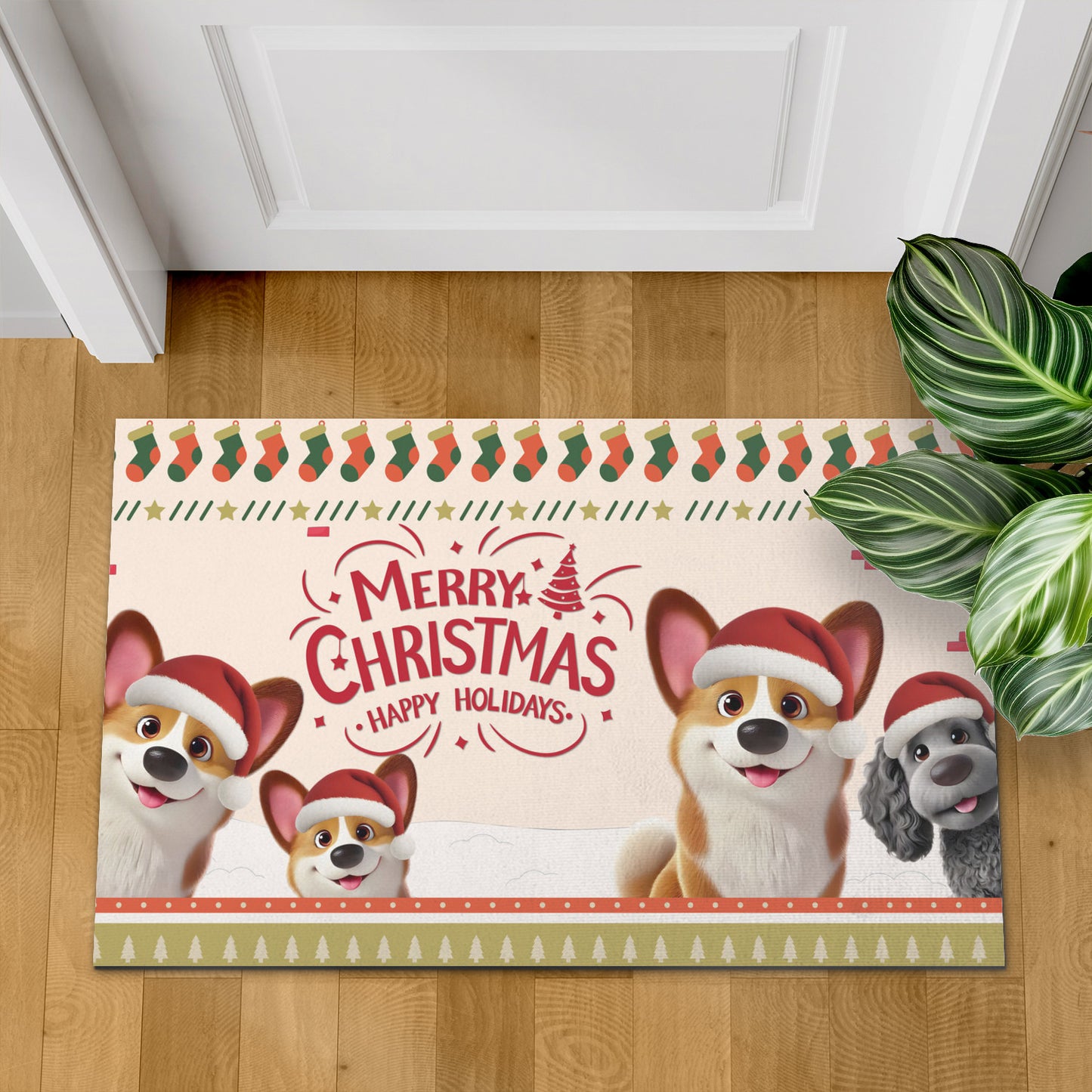 Merry Xmas Dog Lover Doormat, Dog Personalized Home Decor Mat, Xmas Gift For Pet Owners, Pet Lovers Gift Idea