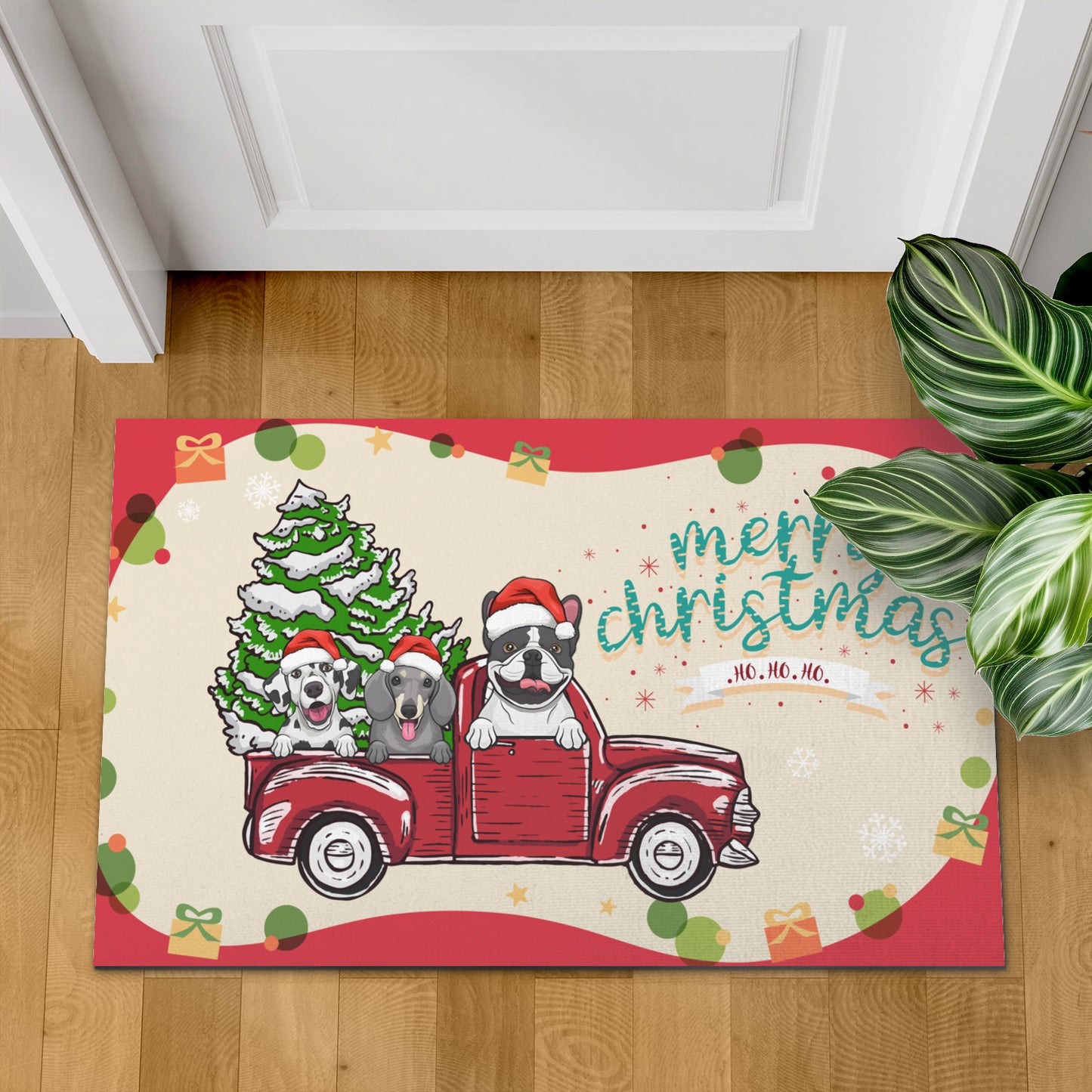 Merry Xmas Ho Ho Ho Dog Lover Doormat, Dog Personalized Home Decor Mat, Xmas Gift For Pet Owners, Pet Lovers Gift Idea