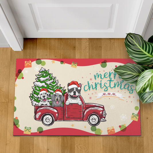 Merry Xmas Ho Ho Ho Dog Lover Doormat, Dog Personalized Home Decor Mat, Xmas Gift For Pet Owners, Pet Lovers Gift Idea