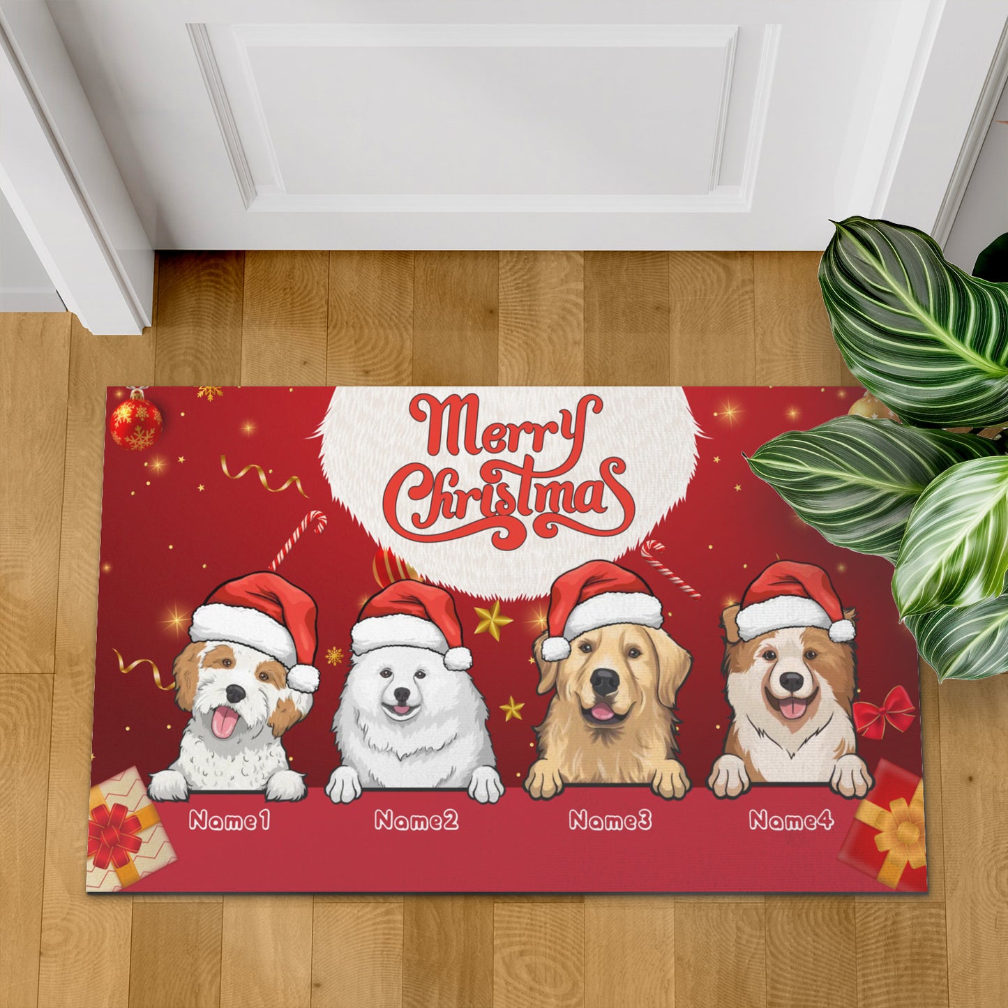 Merry Christmas Dog Lover Doormat, Dog Personalized Home Decor Mat, Xmas Gift For Pet Owners, Pet Lovers Gift Idea