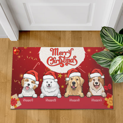 Merry Christmas Dog Lover Doormat, Dog Personalized Home Decor Mat, Xmas Gift For Pet Owners, Pet Lovers Gift Idea
