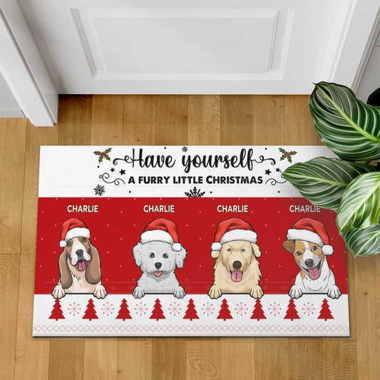 Have Yourself A Furry Little Christmas Dog Doormat, Dog Personalized Home Decor Mat, Xmas Gift For Dog Owners, Pet Lovers Gift Idea