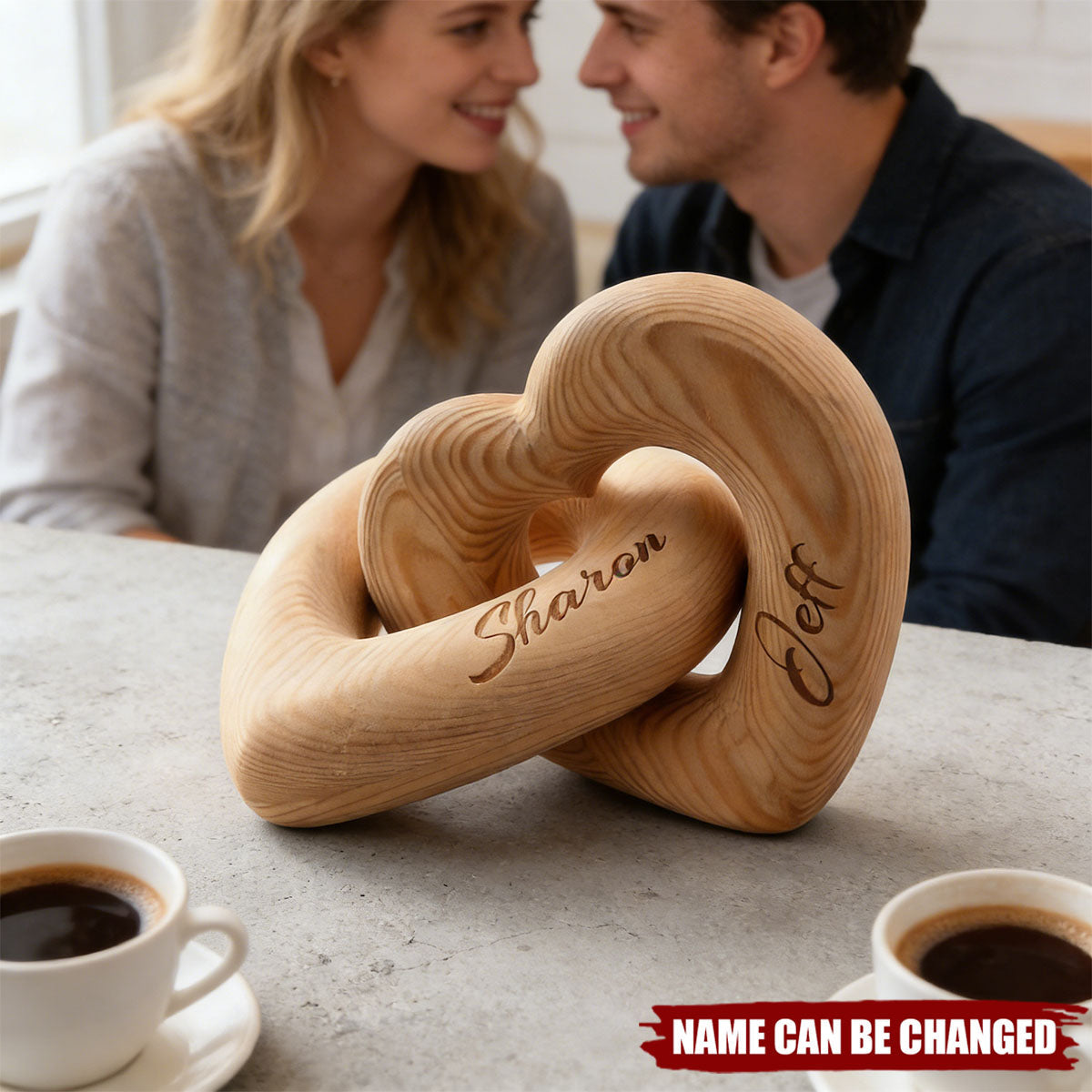 Romantic Couple - Personalized Infinity Heart Sculpture, Gift for Couple, Anniversary Gift