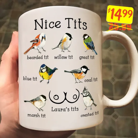 Personalized Set - Funny Ceramic Mug - Nice Tits - Funny Bulk Gifts, Exchange Gift For Wife - Personalized Mug