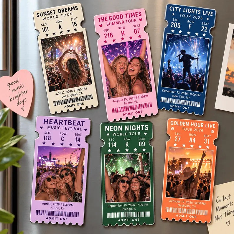 Personalized Concert Ticket Acrylic Magnet – Custom Photo Keepsake for Music Lovers