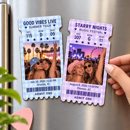 Personalized Concert Ticket Acrylic Magnet – Custom Photo Keepsake for Music Lovers