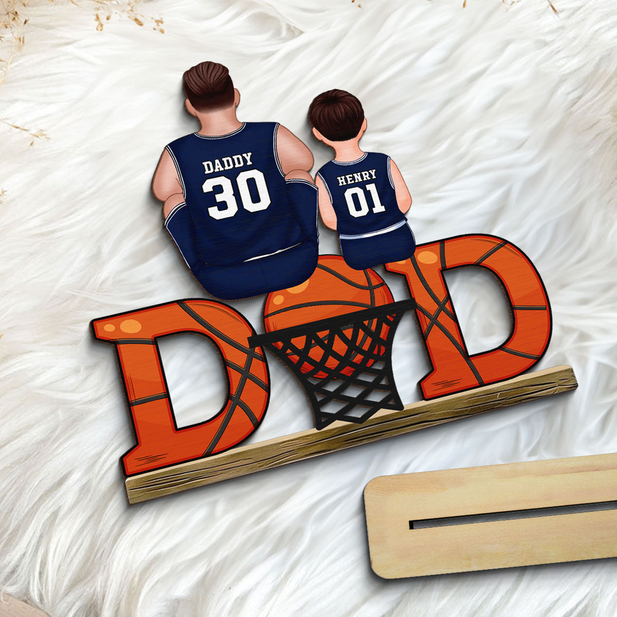 Sports Dad & Kids Personalized 2-Layer Standing Wooden Plaque, Father's Day Gift for Dad, Gift for Husband