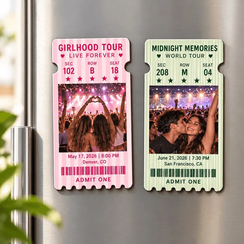 Personalized Concert Ticket Acrylic Magnet – Custom Photo Keepsake for Music Lovers