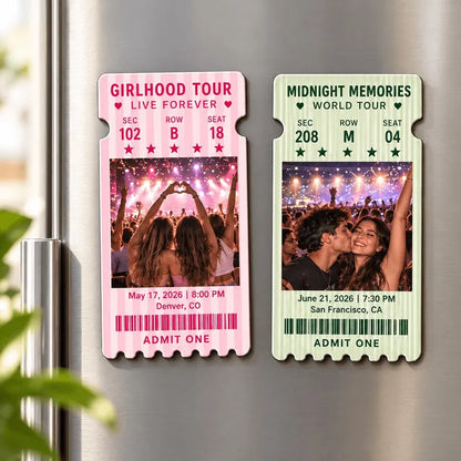 Personalized Concert Ticket Acrylic Magnet – Custom Photo Keepsake for Music Lovers
