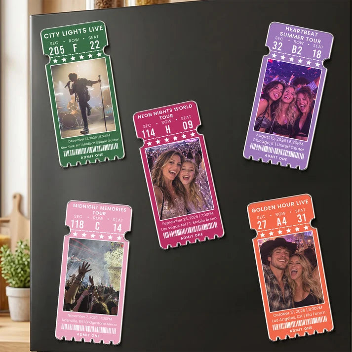 Personalized Concert Ticket Acrylic Magnet – Custom Photo Keepsake for Music Lovers