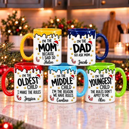 Personalized “Who Makes the Rules?” Ceramic Mug – Custom Sibling Gift