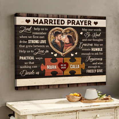 Custom Photo Rustic Married Prayer Canvas – Personalized Gifts For Couple