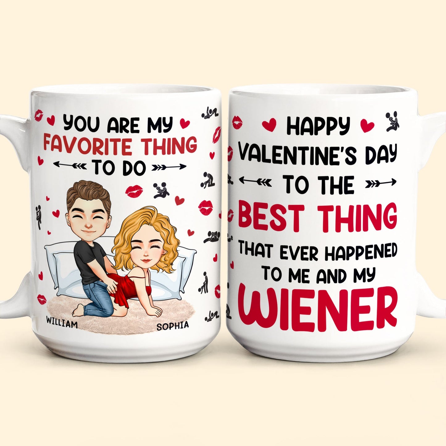 The Best Thing That Ever Happened To Me And My Wiener - Personalized Ceramic Mug, Gift for Wife, Girlfriend