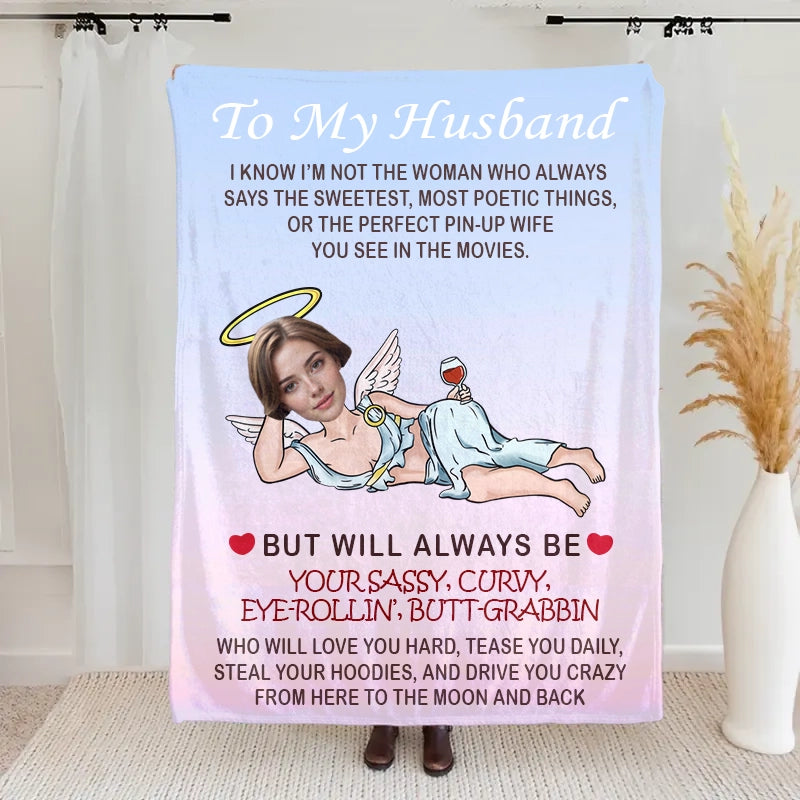 Personalized Cupid & Wine Cozy Blanket – Romantic Funny Gift for Your Husband/Wife