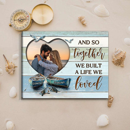 Personalized Coastal Couples Canvas – Custom Beach Wall Art